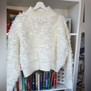Anthropologie/Maeve Shaggy White Pull-Over Sweater Size L